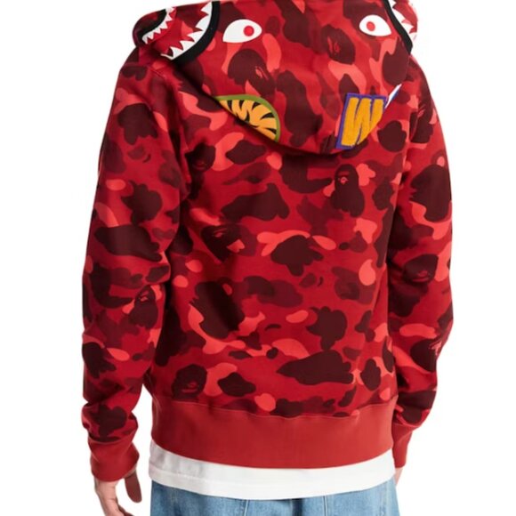BAPE Color Camo Shark Full Zip Hoodie Red - Picture 7 of 8